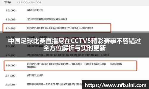 中国足球比赛直播尽在CCTV5精彩赛事不容错过全方位解析与实时更新