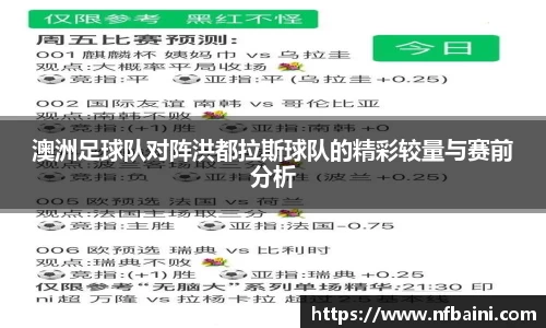 澳洲足球队对阵洪都拉斯球队的精彩较量与赛前分析